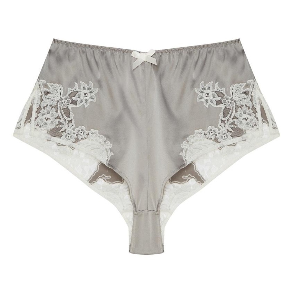 Agent Provocateur Nayeli Ivory Silver French Knicker Silk Brief NWT $505